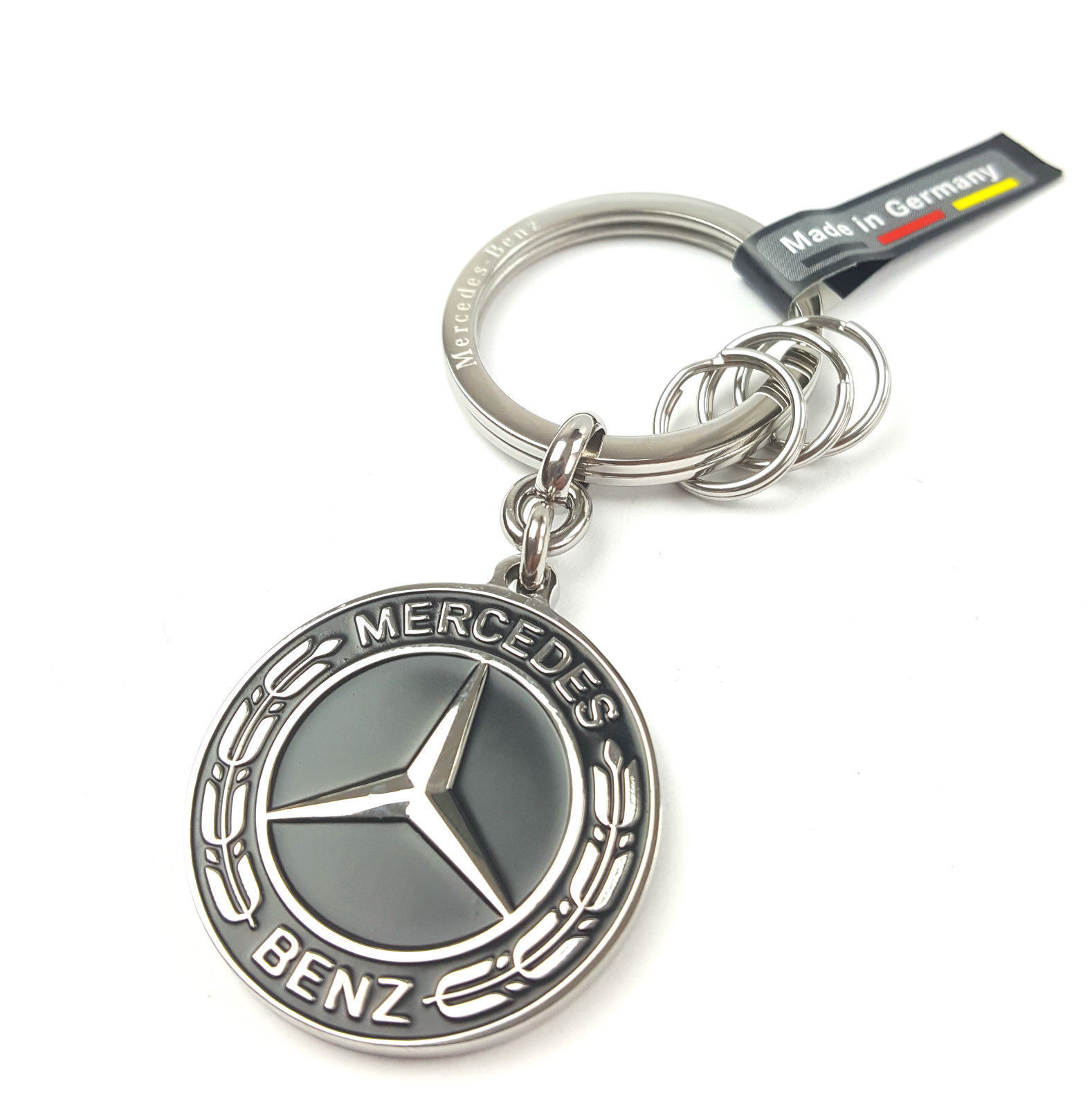 Брелок Mercedes-Benz Key Ring, Untertürkheim Stainless Steel, Black/Silver,  артикул B66953307